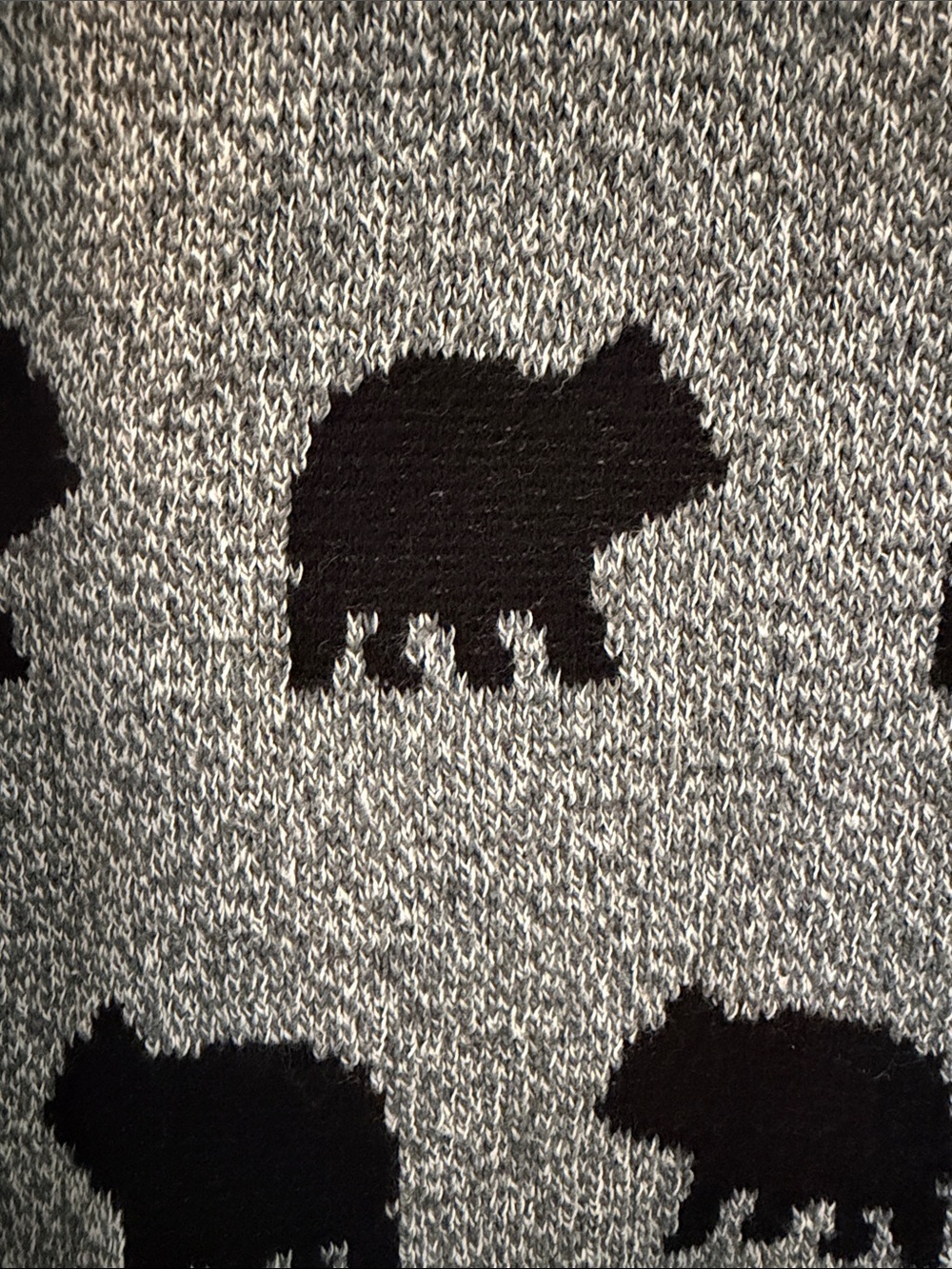 🇨🇦BEAR NAKED by PARKHURST Vintage All Over Bear Pattern Knit Sweater Grey Black - Picture 10 of 11